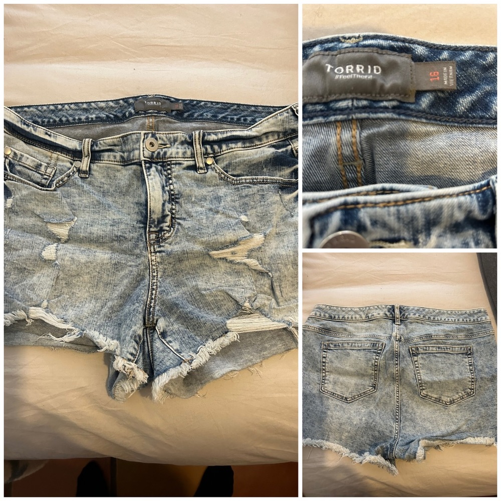 Torrid Size 16 Distressed Denim Shorts.